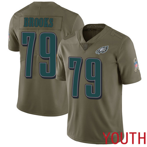 Youth Philadelphia Eagles #79 Brandon Brooks Limited Olive 2017 Salute to Service Football NFL Jersey->youth nfl jersey->Youth Jersey